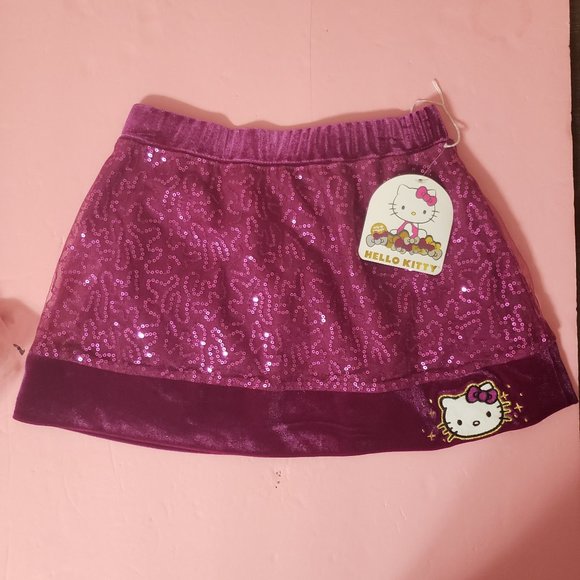 Hello Kitty Other - Hello Kitty Sequin Skirt Velvet Hem With Hello Kitty Patch By Hello Kitty  Sz 6